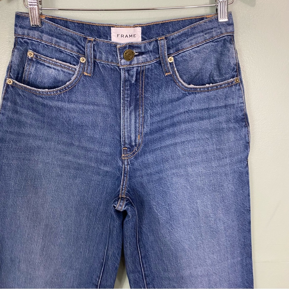 FRAME Beluga Modern Chew Distressed Wide Cropped Denim Jeans Size 26 - Picture 3 of 6